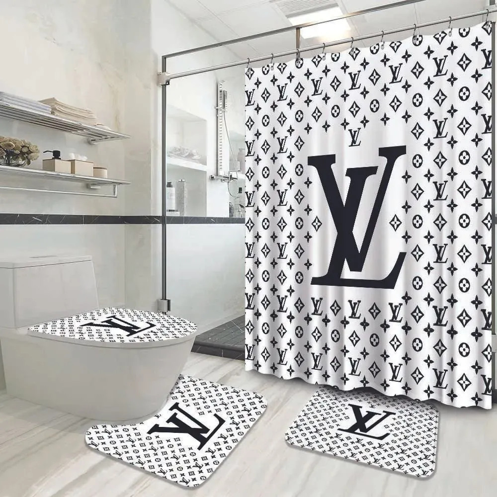 
                louis vuitton fashion black logo limited luxury brand white bathroom set home decor
            