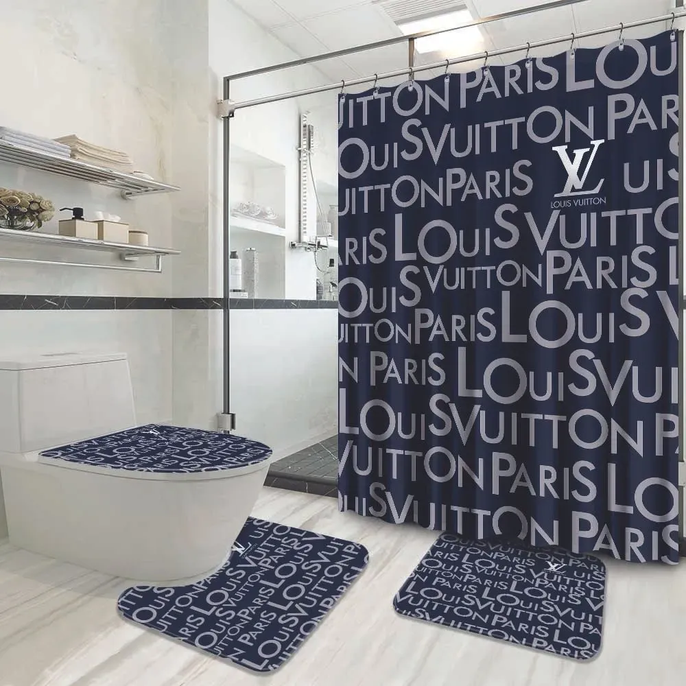 
                louis vuitton navy fashion logo limited luxury brand bathroom set home decor
            