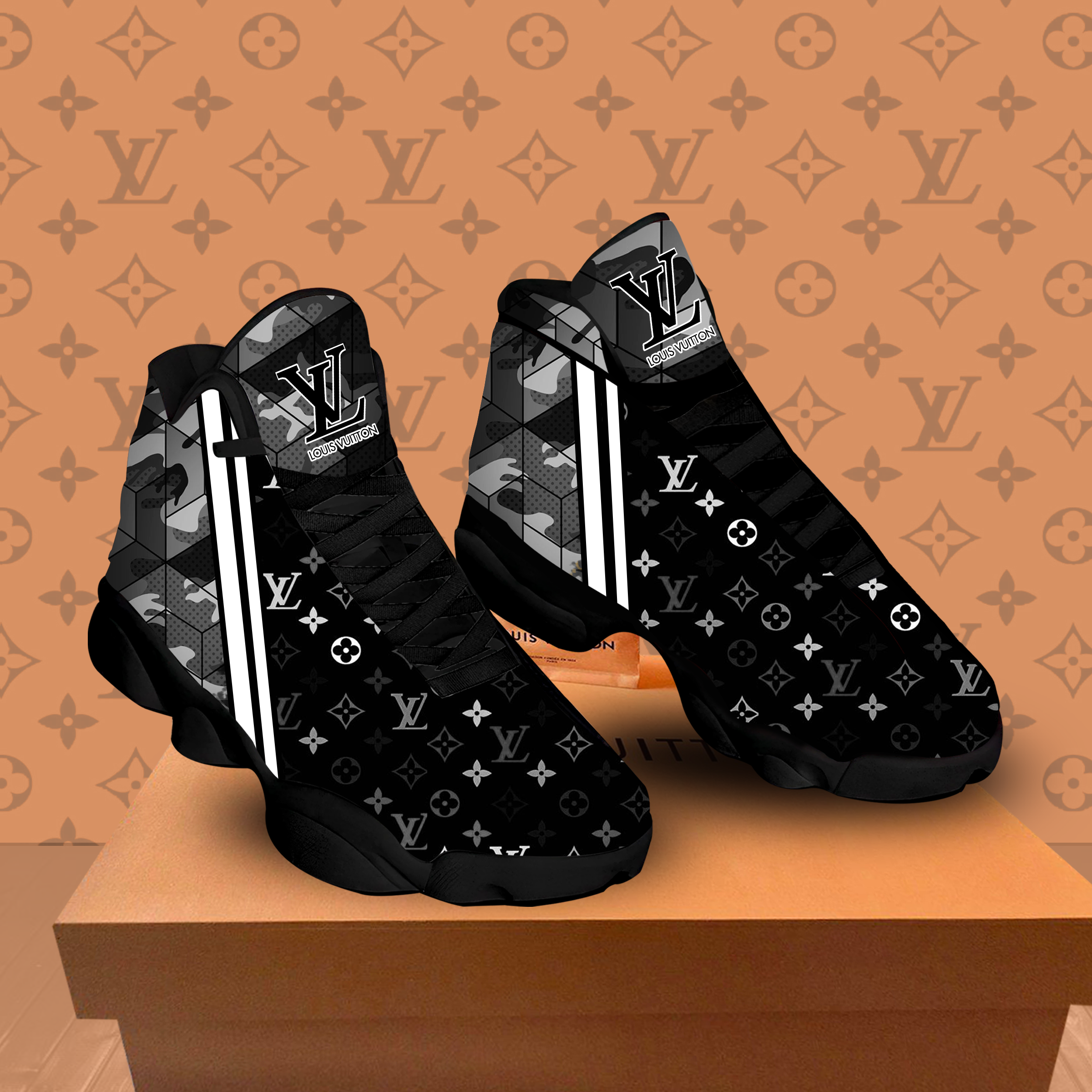 Louis vuitton air jordan 13 sneakers shoes black luxury outfit louis vuitton gifts for men and women