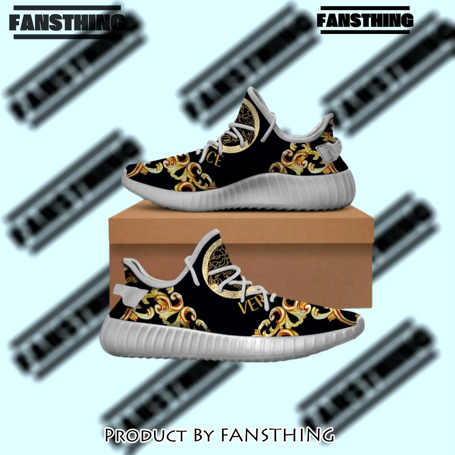 Buy gianni versace black gold yeezy boost shoes sport sneakers best for men women 47 yzes - fst-ys-781954