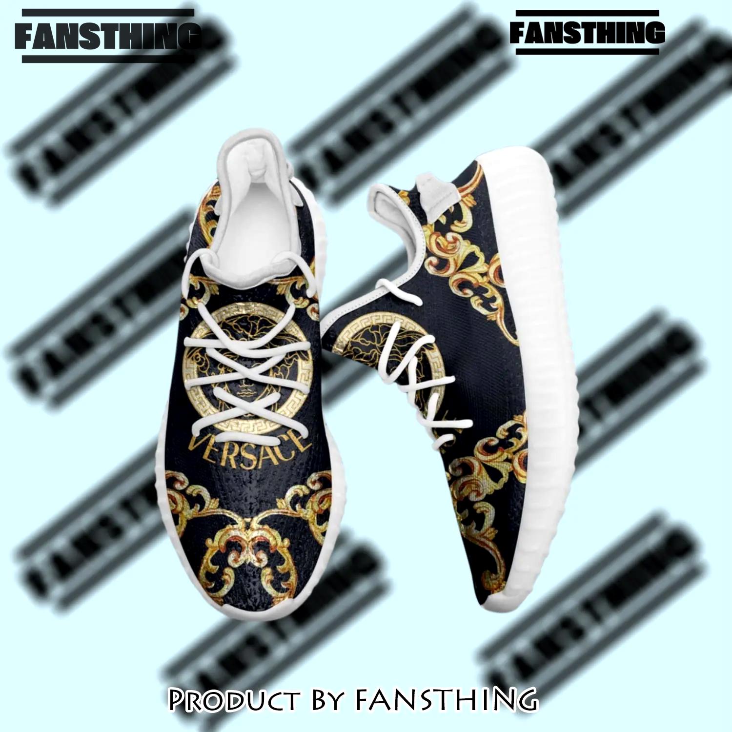 Buy gianni versace black gold yeezy boost shoes sport sneakers best for men women 48 yzes - fst-ys-220178