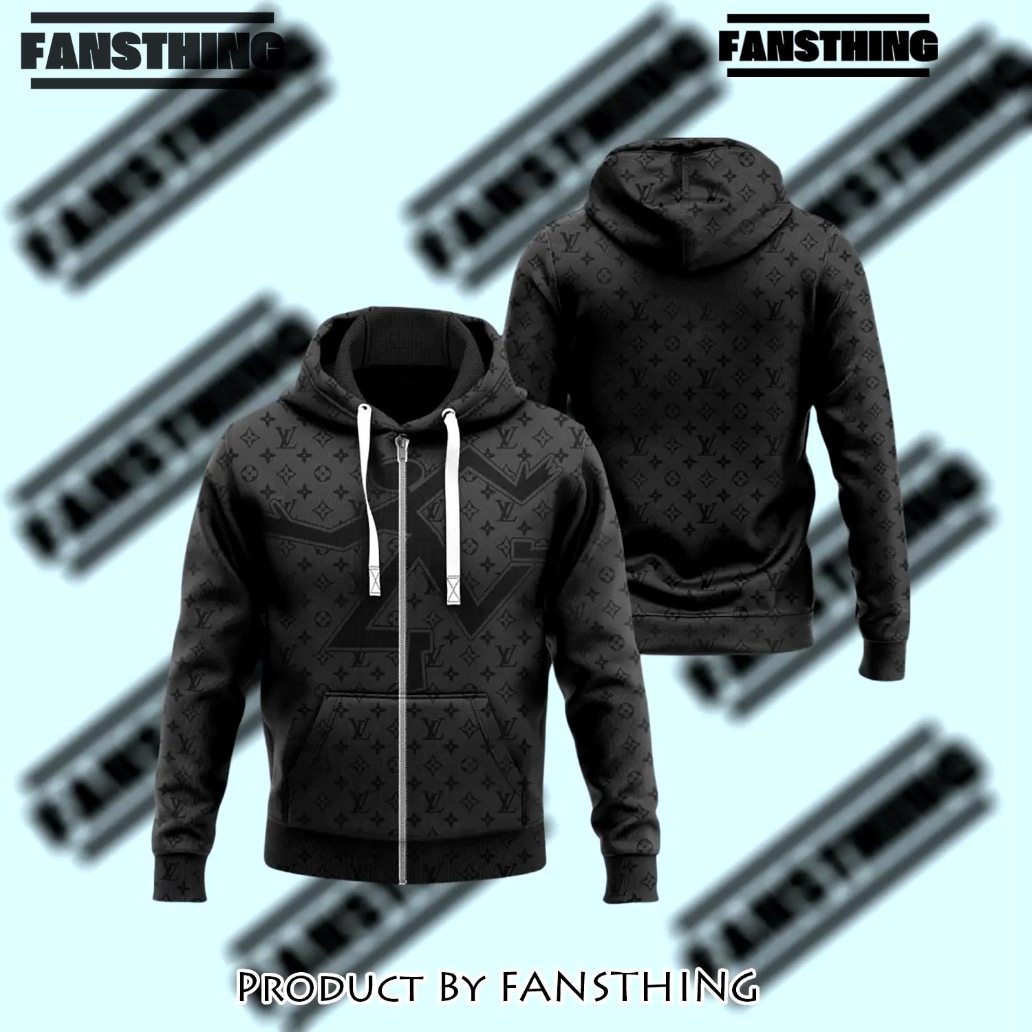 Louis vuitton black unisex zipper hoodie for men women luxury brand - fst-zh-799768