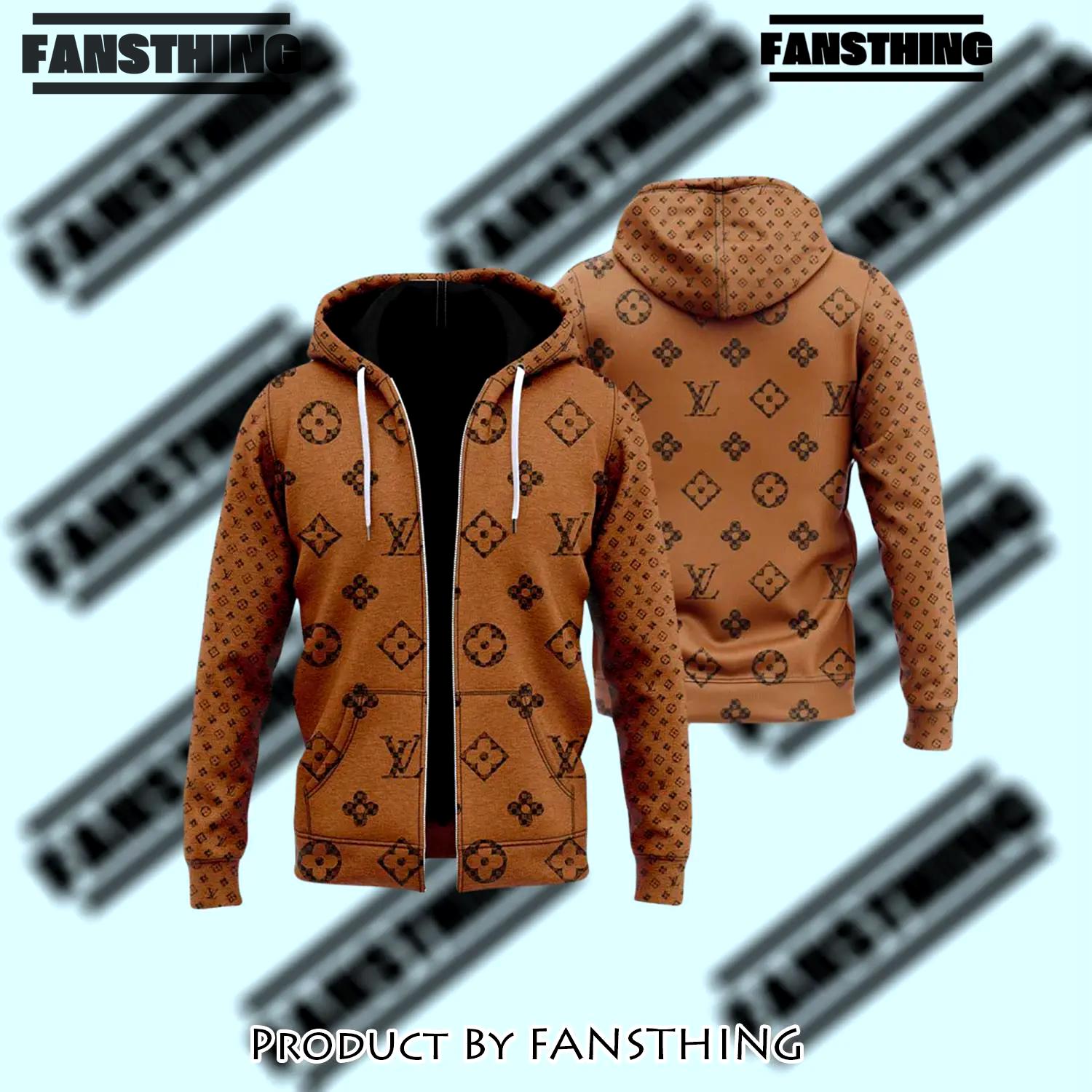 Louis vuitton bronze unisex zipper hoodie for men women luxury brand - fst-zh-535967