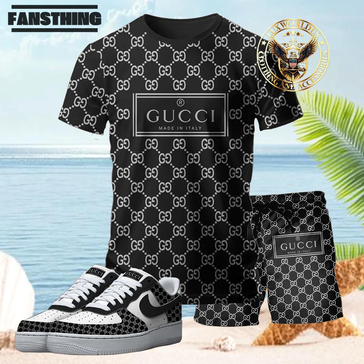 [new] premium gucci unisex set t-shirt & short x af1 sneaker 2024 lux-tx+stk+f40-gc136905