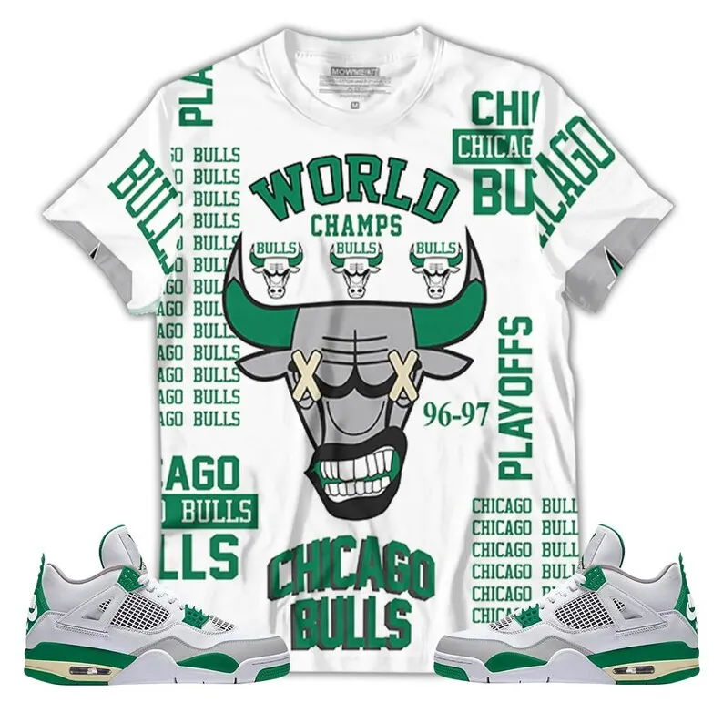Bulls Champ Unisex Shirt To Match Sneaker Retro Pine Green 4s Tee, Jordan 4 Pine Green 3D T-Shirt