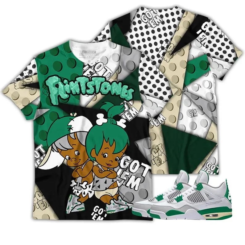 FlintStones Cute Got Em Unisex Sneaker Shirt Match Retro Pine Green 4s Tee, Jordan 4 Pine Green 3D T-Shirt