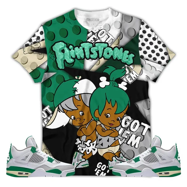 FlintStones Cute Got Em Unisex Sneaker Shirt Match Retro Pine Green 4s Tee, Jordan 4 Pine Green 3D T-Shirt