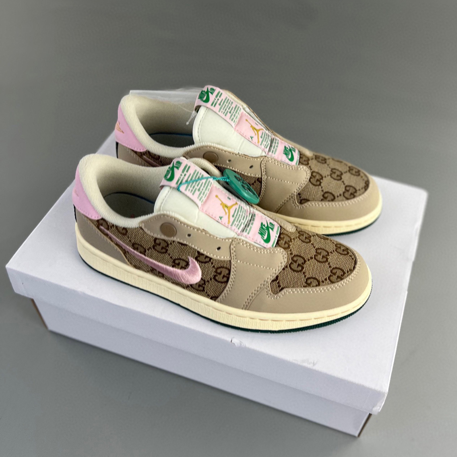 Air jordan 1 low slip x gucci – color light red – 06dhlh12-209 – full size 36-46