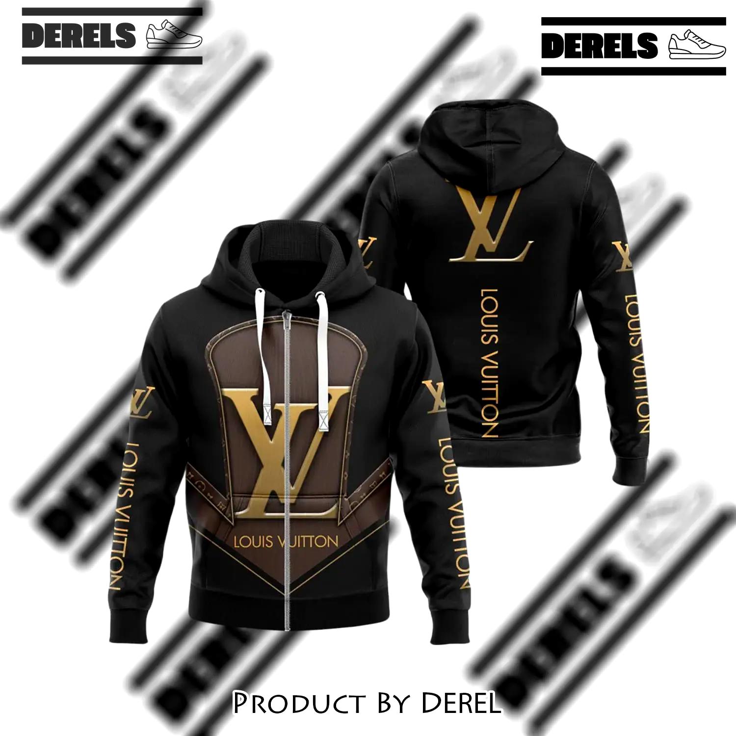 Louis vuitton black brown unisex zipper hoodie for men women luxury brand - dr-zh-272960