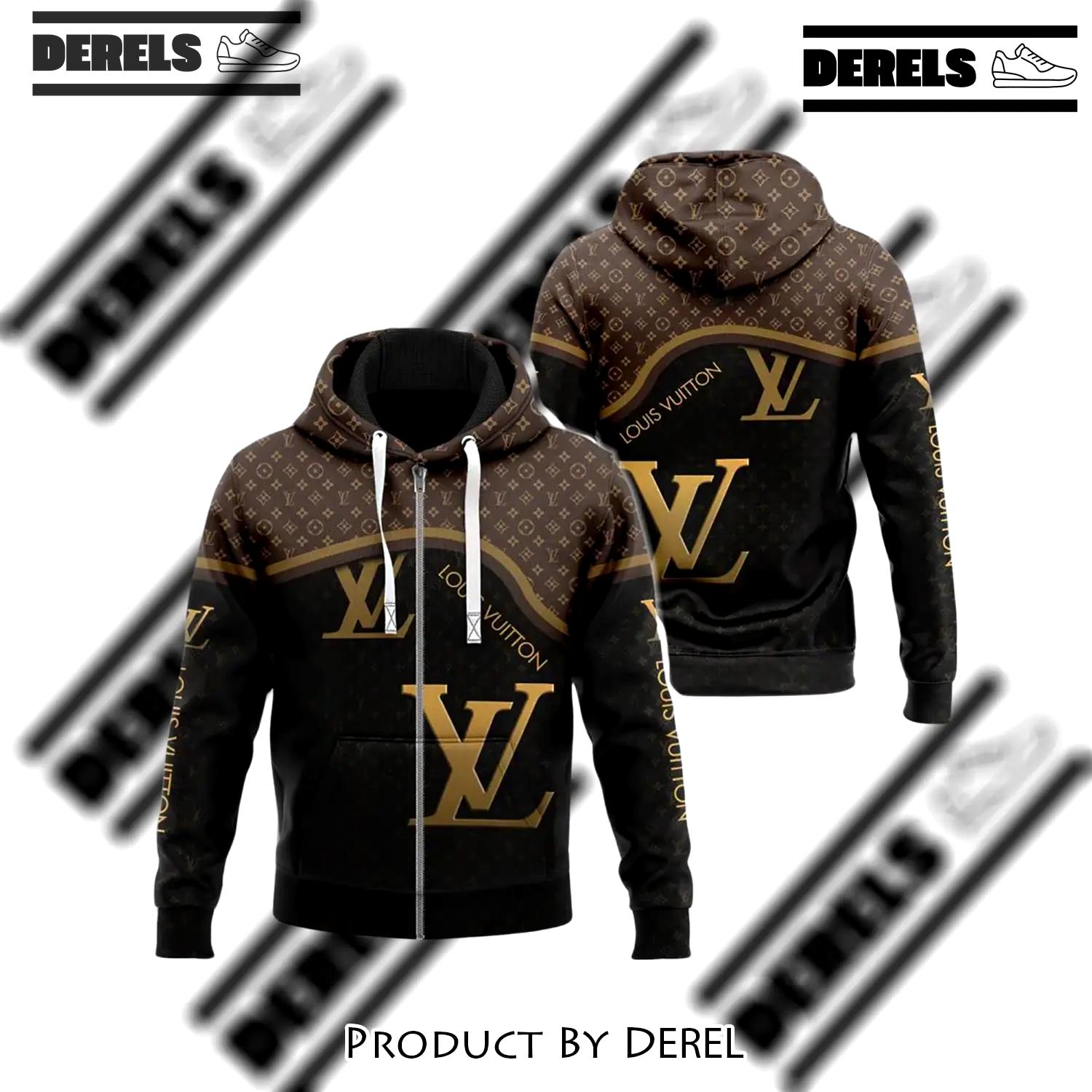 Louis vuitton black brown unisex zipper hoodie for men women luxury brand u5q - dr-zh-979649