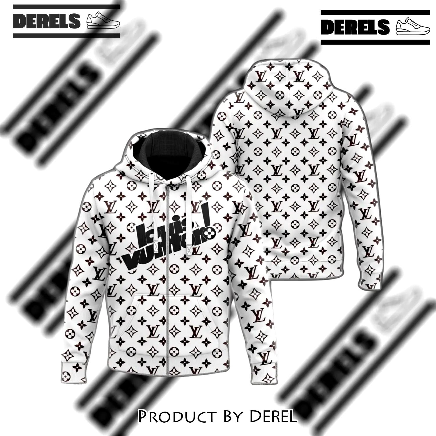 Louis vuitton black white unisex zipper hoodie outfit for men women luxury brand - dr-zh-409255