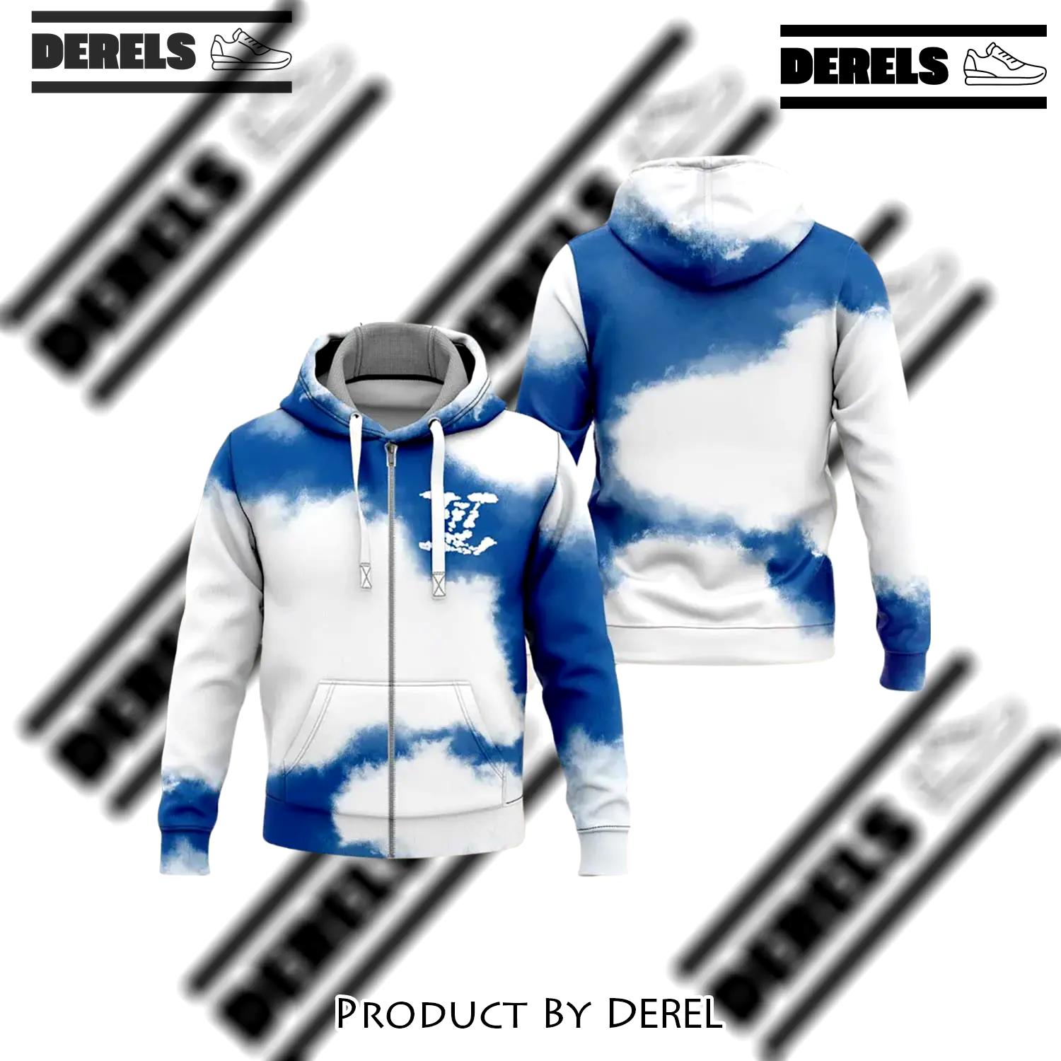 Louis vuitton blue white unisex zipper hoodie for men women luxury brand - dr-zh-343232