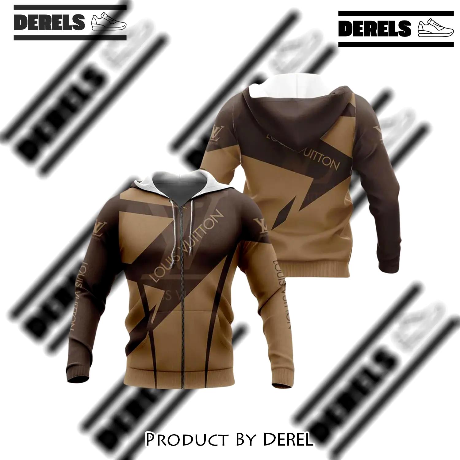 Louis vuitton brown bronze unisex zipper hoodie for men women luxury brand - dr-zh-172431