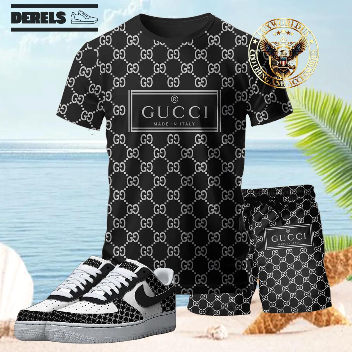[new] premium gucci unisex set t-shirt & short x af1 sneaker 2024 lux-tx+stk+f40-gc136905