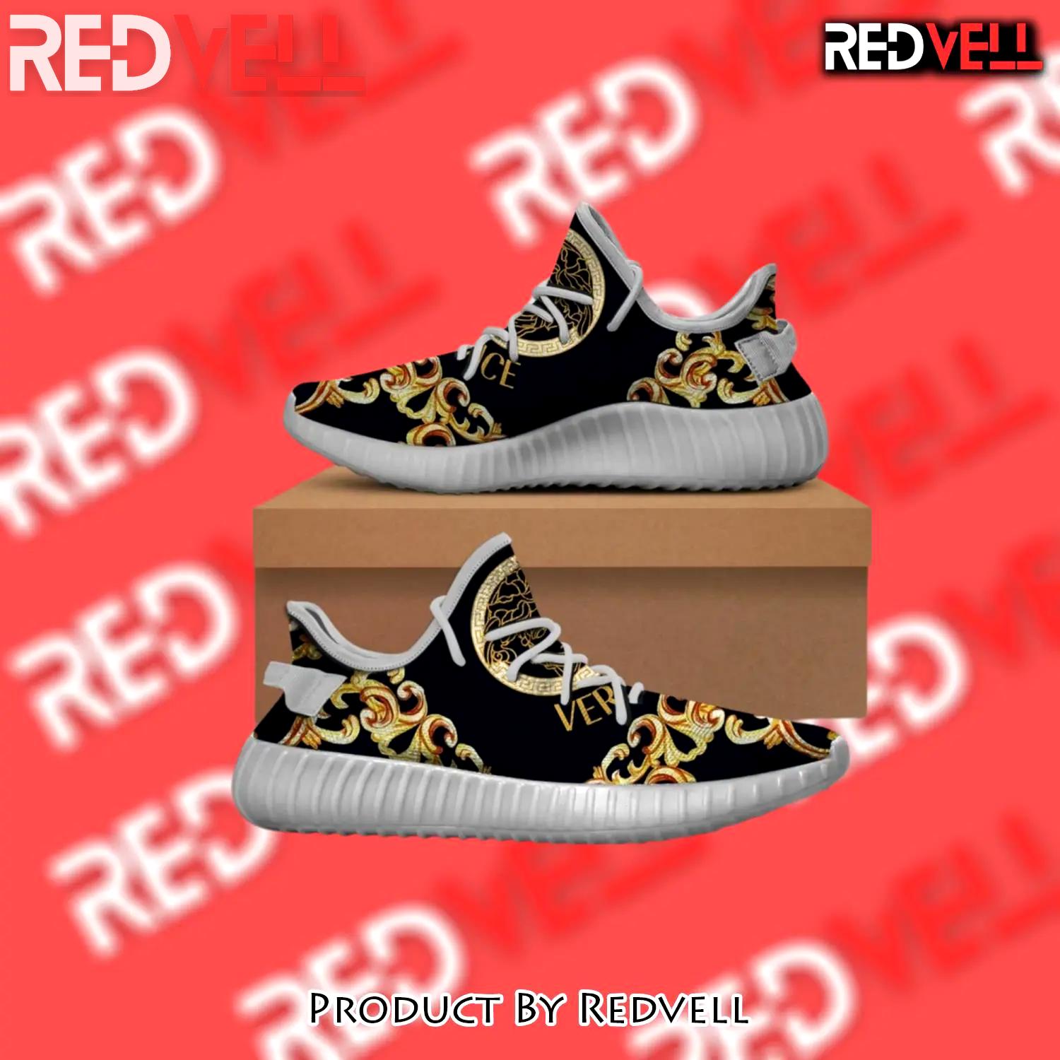 Buy gianni versace black gold yeezy boost shoes sport sneakers best for men women 47 yzes - rv-ys-551233
