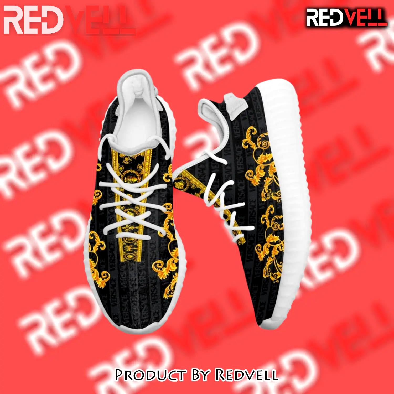 Buy gianni versace black gold yeezy boost shoes sport sneakers best for men women 54 yzes - rv-ys-709493