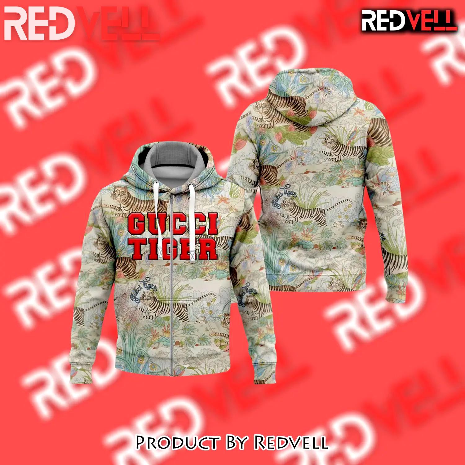 Gucci tiger flower unisex zipper hoodie for men women luxury brand - rv-zh-509154