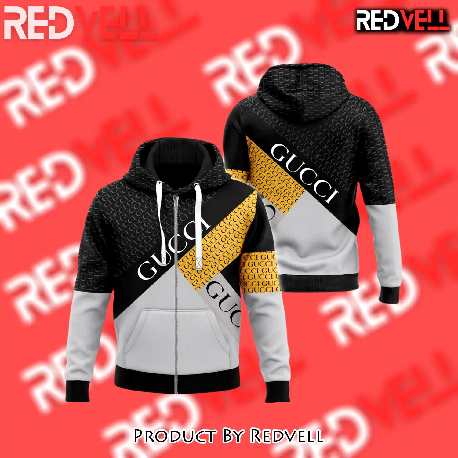 Gucci yellow black unisex zipper hoodie for men women luxury brand - rv-zh-525260