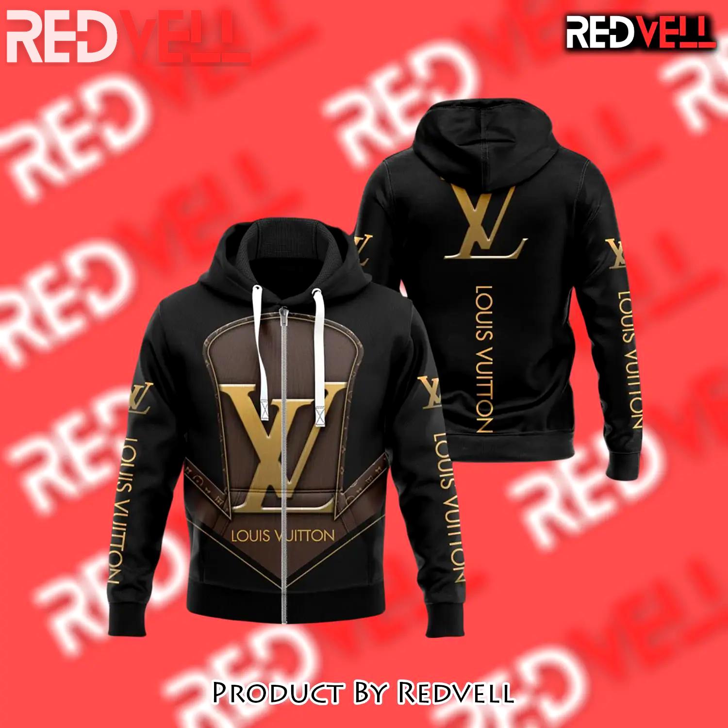 Louis vuitton black brown unisex zipper hoodie for men women luxury brand - rv-zh-986588