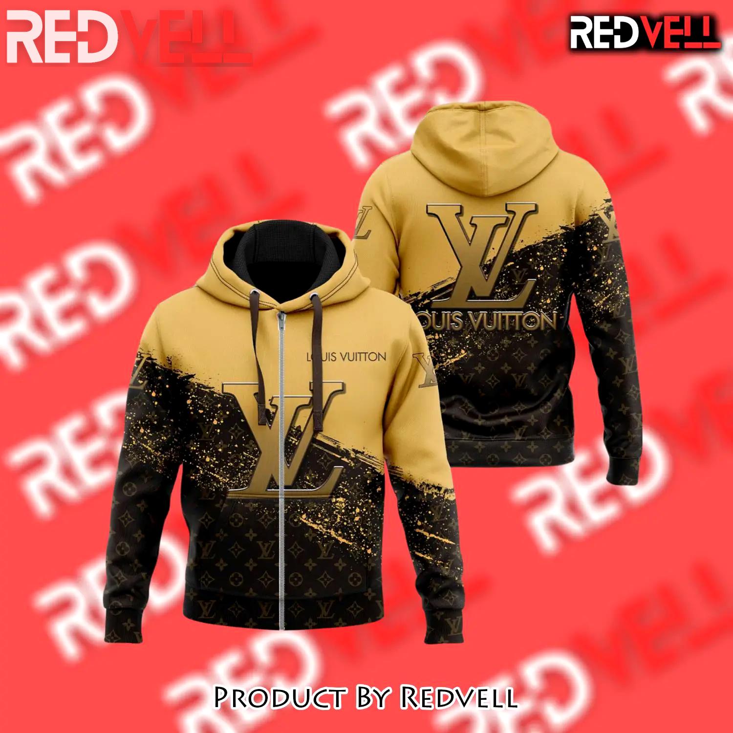 Louis vuitton black brown unisex zipper hoodie premium outfit for men women luxury brand - rv-zh-121109