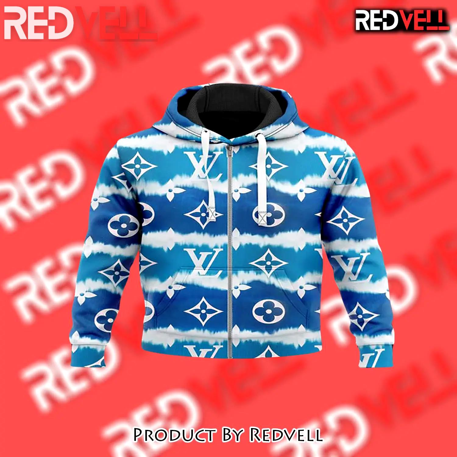 Louis vuitton blue unisex zipper hoodie for men women luxury brand - rv-zh-959595