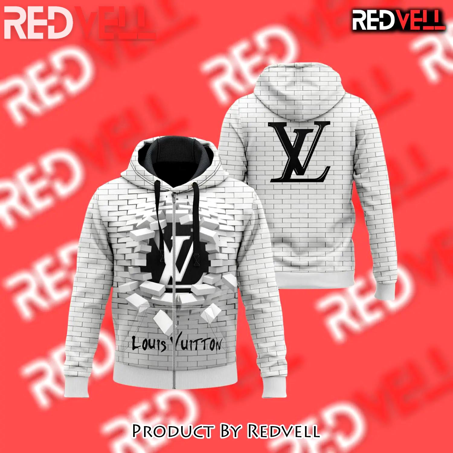 Louis vuitton broken wall white unisex zipper hoodie for men women luxury brand - rv-zh-951080