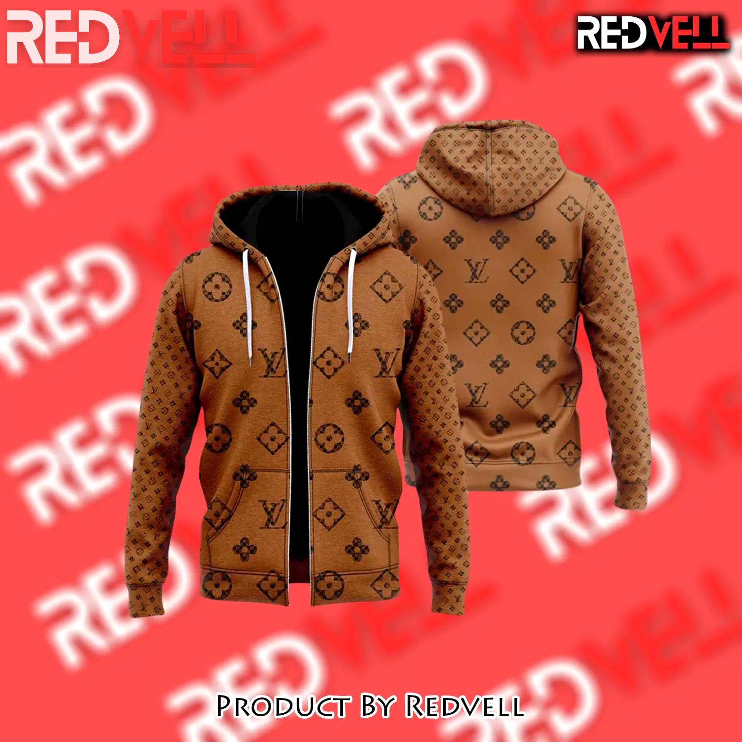 Louis vuitton bronze unisex zipper hoodie for men women luxury brand - rv-zh-903715