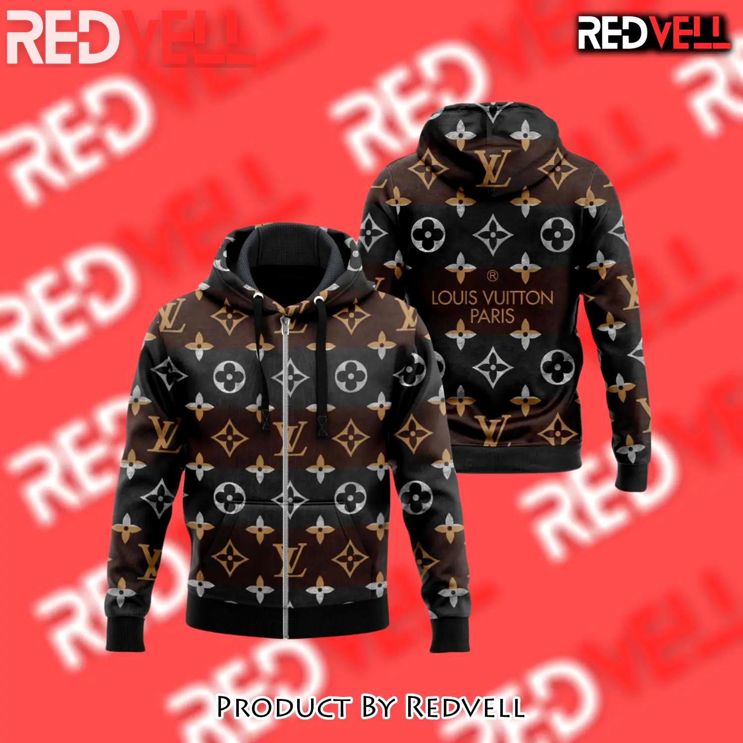 Louis vuitton brown black unisex zipper hoodie for men women luxury brand - rv-zh-171915