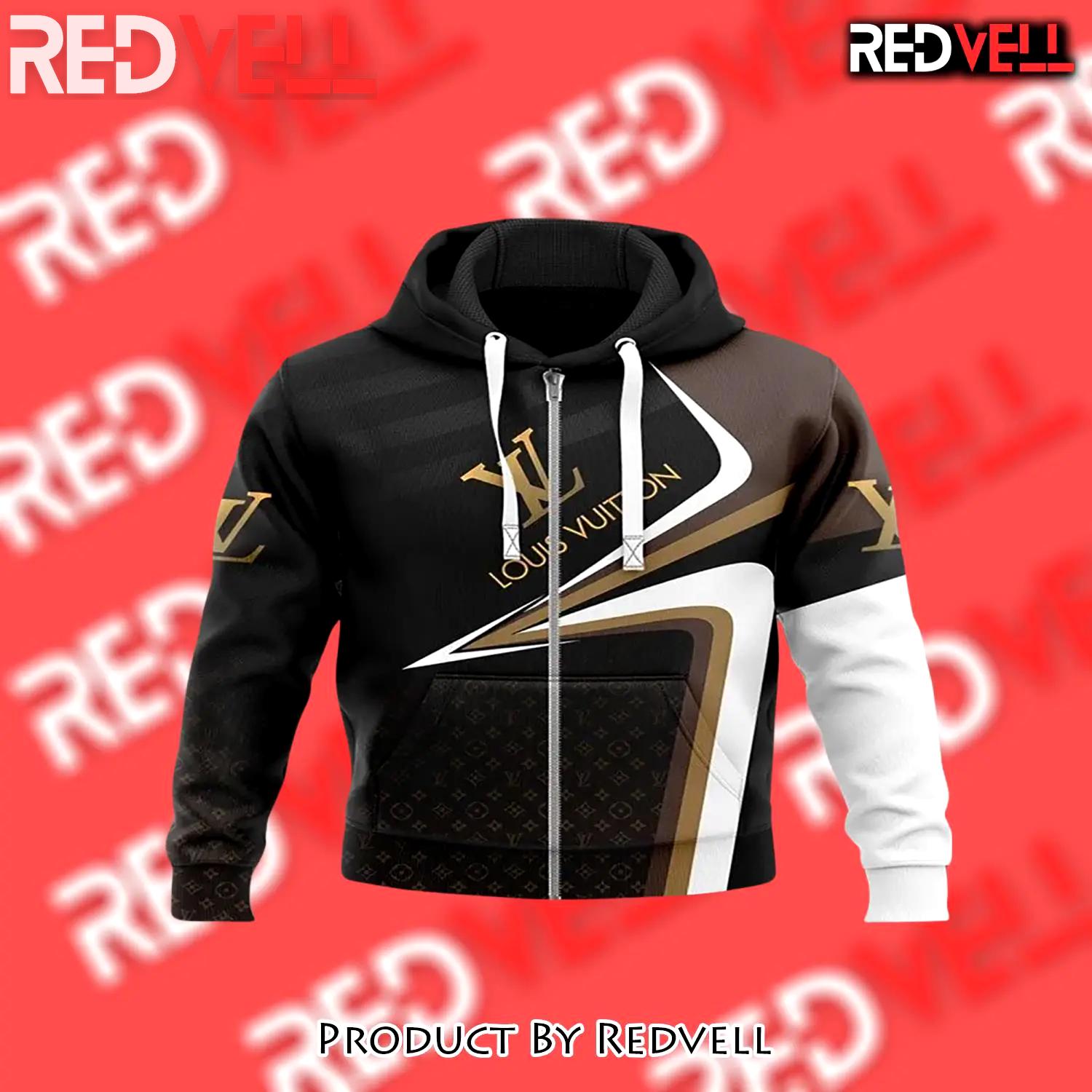 Louis vuitton brown black white unisex zipper hoodie outfit for men women luxury brand - rv-zh-185387