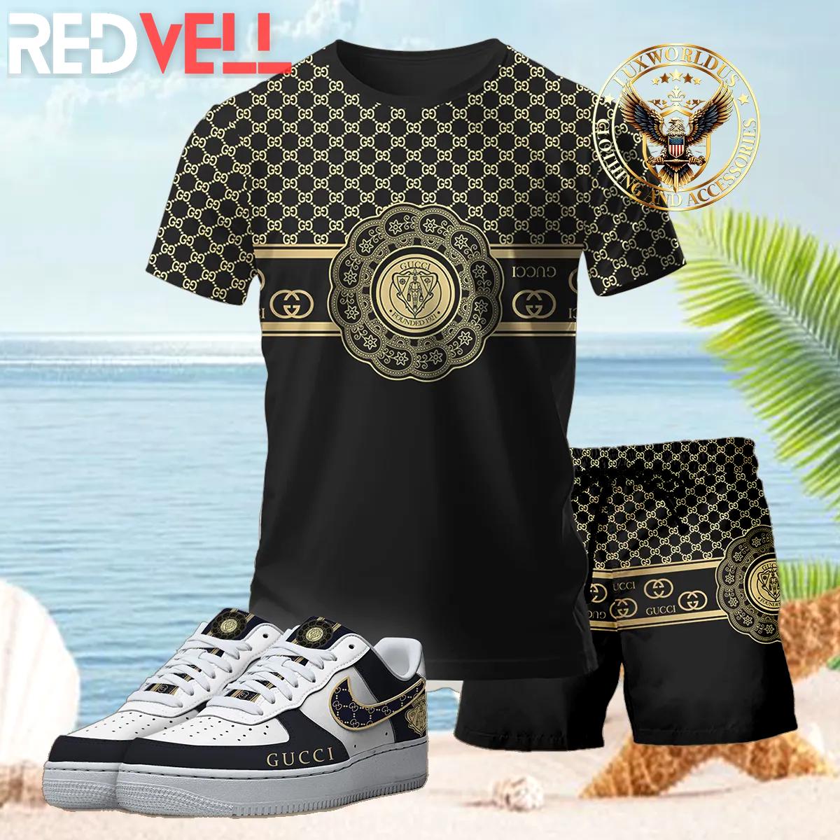 [new] premium gucci unisex set t-shirt & short x af1 sneaker 2024 lux-tx+stk+f40-gc136902