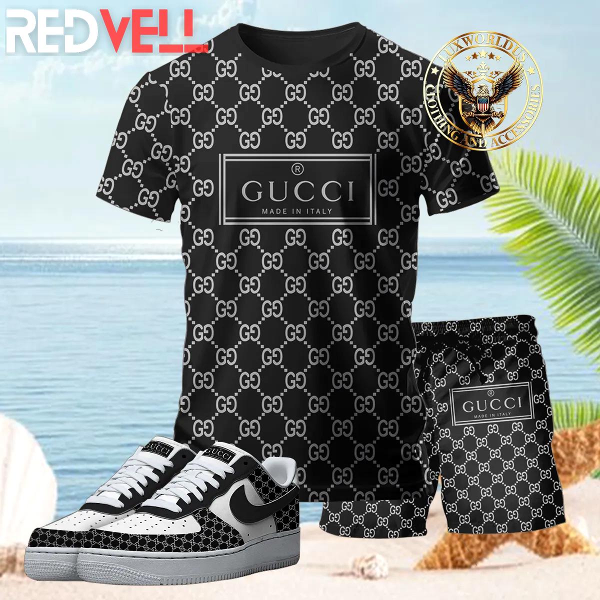 [new] premium gucci unisex set t-shirt & short x af1 sneaker 2024 lux-tx+stk+f40-gc136905