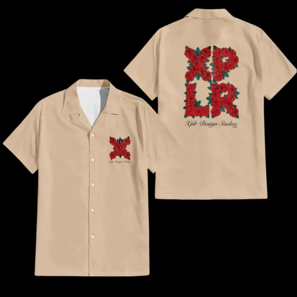 Roses beige hawaiian shirt
