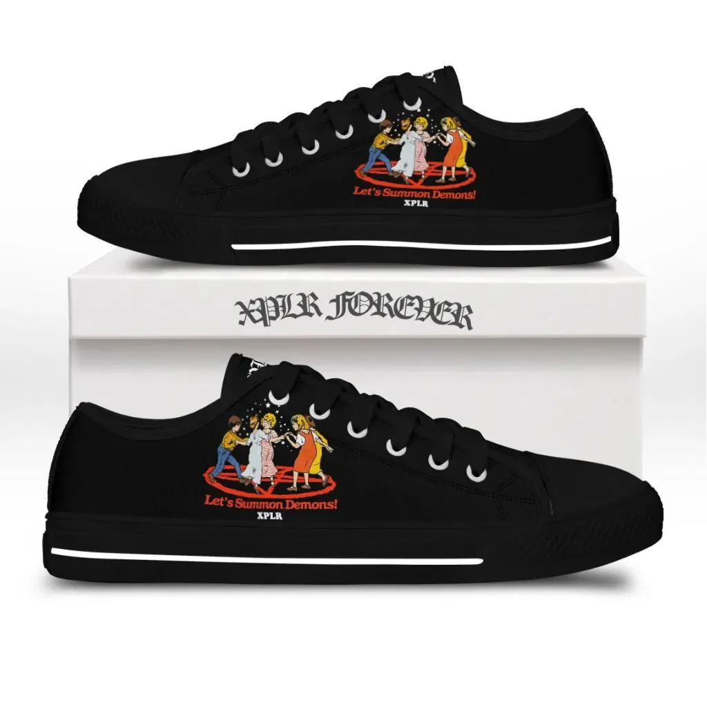 Let's summon demons low top canvas shoes