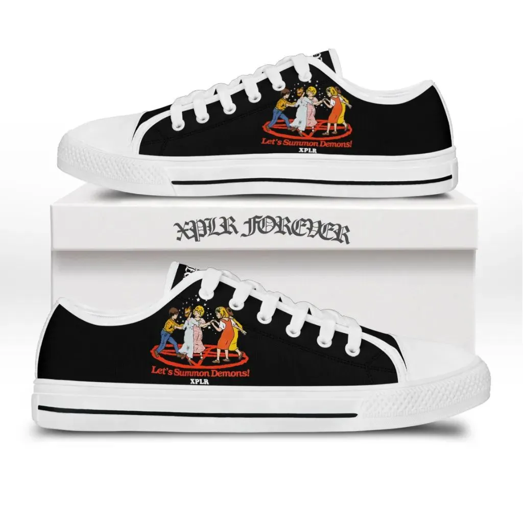 Lets summon demons low top canvas shoes