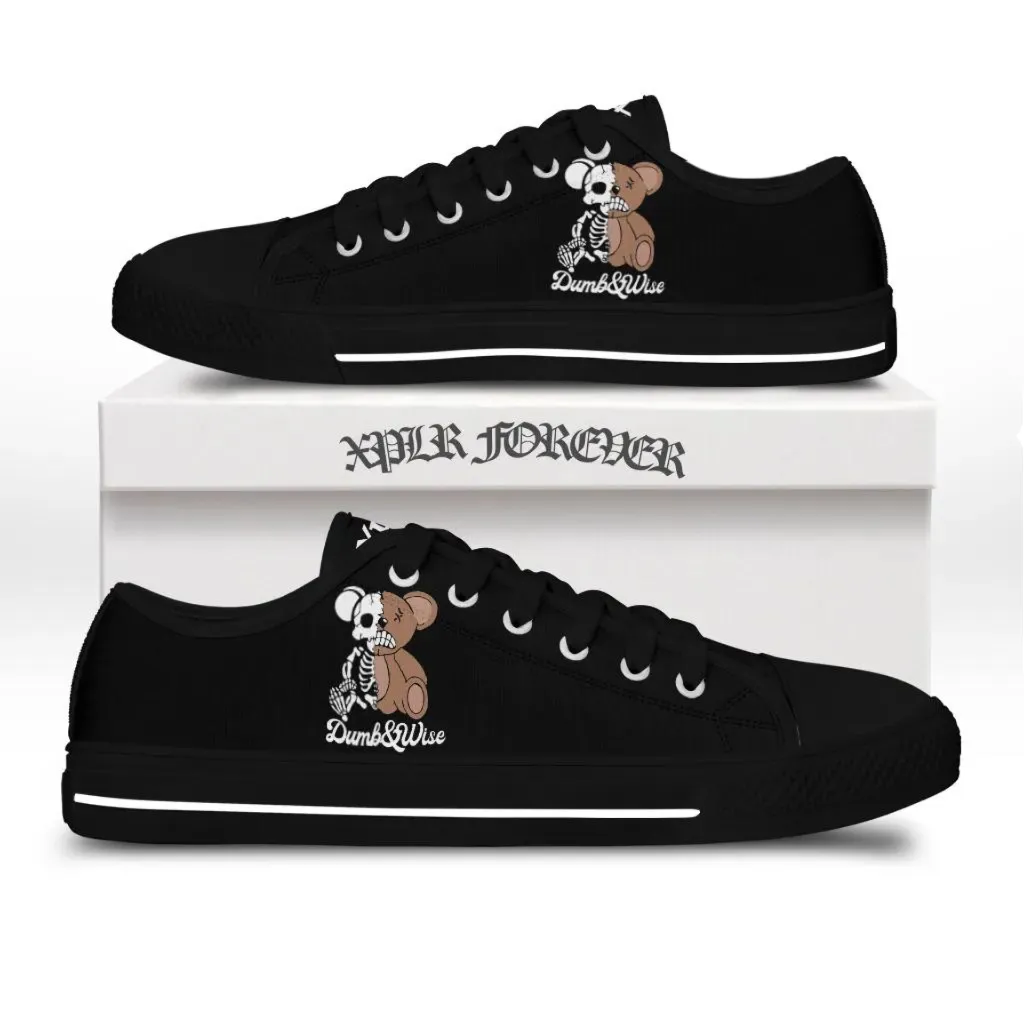 Skele-bear low top canvas shoes