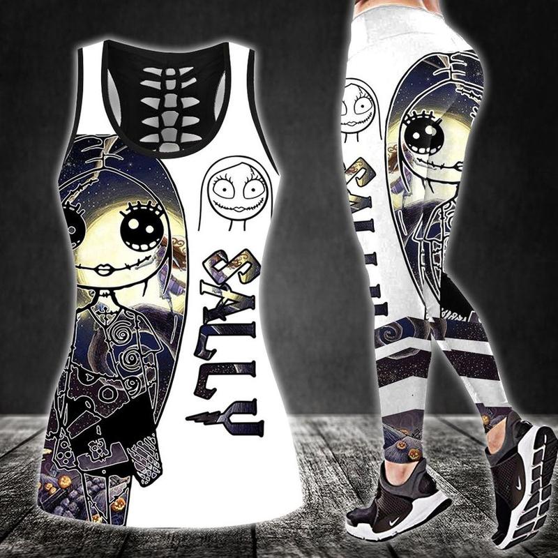 Sally jack skellington tank top leggings clothing clothes outfit gym for women disney gifts 101 htls