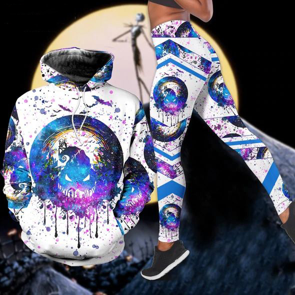 The nightmare before christmas painted purple color 3d hoodie and leggings set 290 hcst