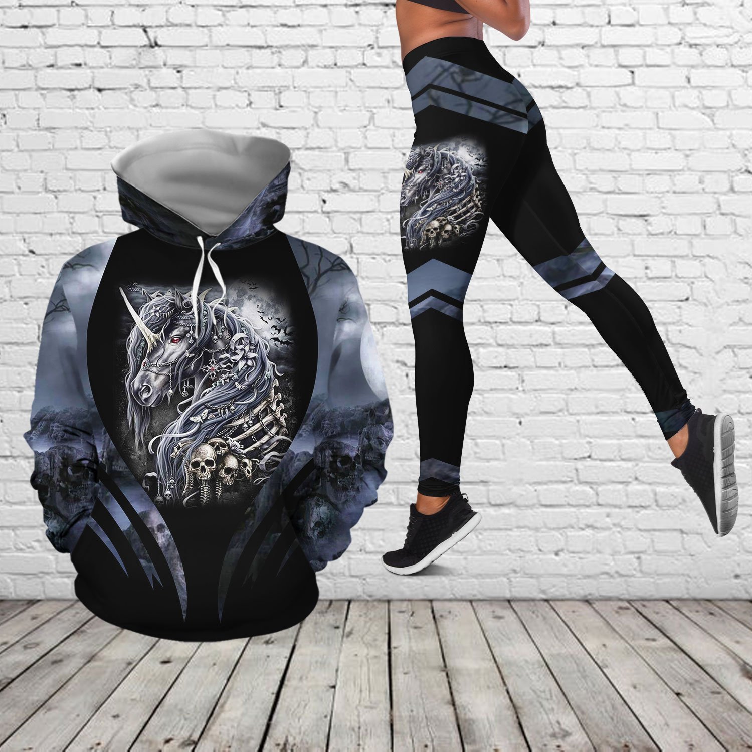 Unicorn skull hoodie & leggings set 328 hcst