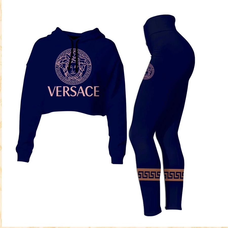 Versace navy croptop hoodie leggings for women luxury brand clothing clothes outfit 34 ctlu