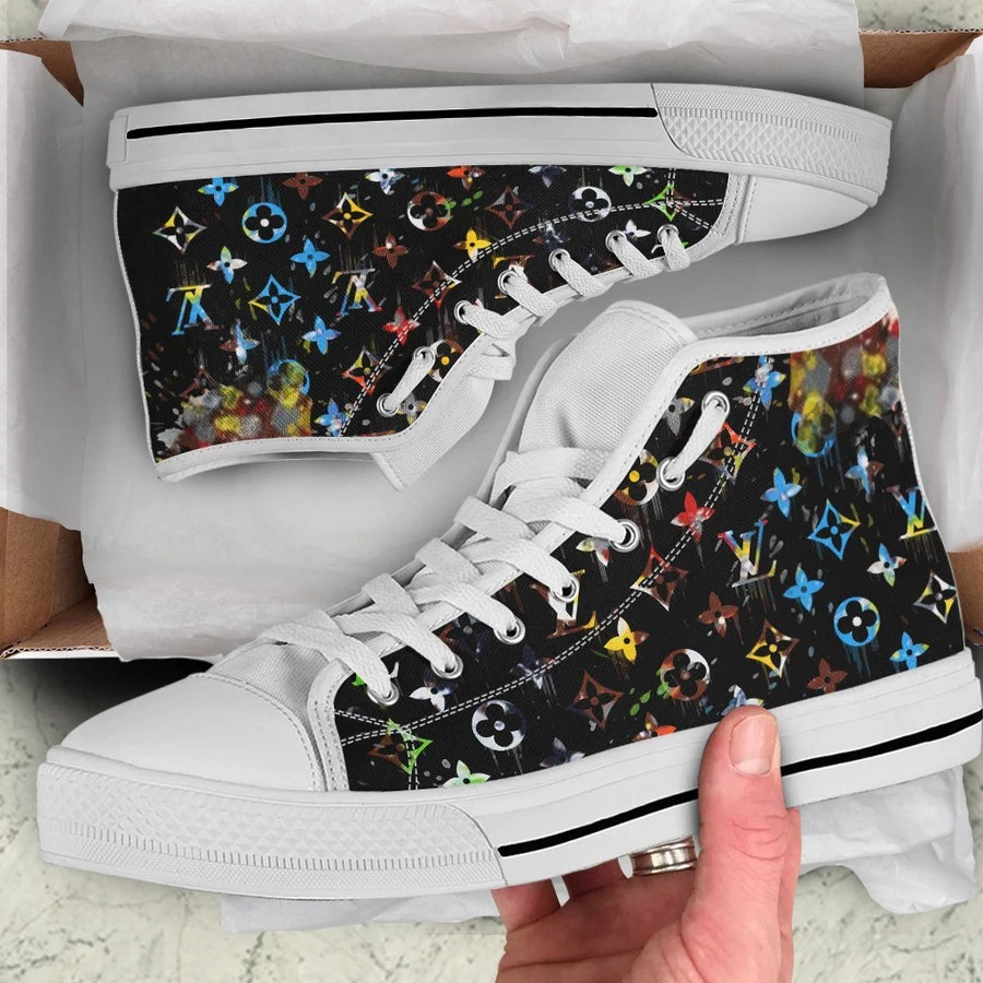 Louis vuitton multicolor high top canvas shoes sneakers hot best lv for men women 102 htcv
