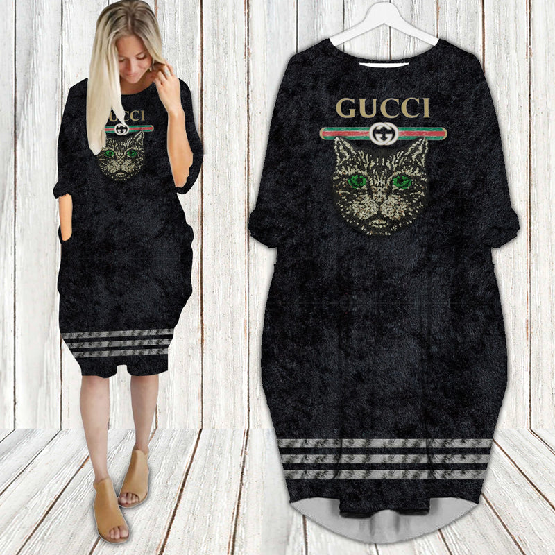 
gucci cat batwing pocket dress luxury brand clothing clothes outfit for women hot 2023
