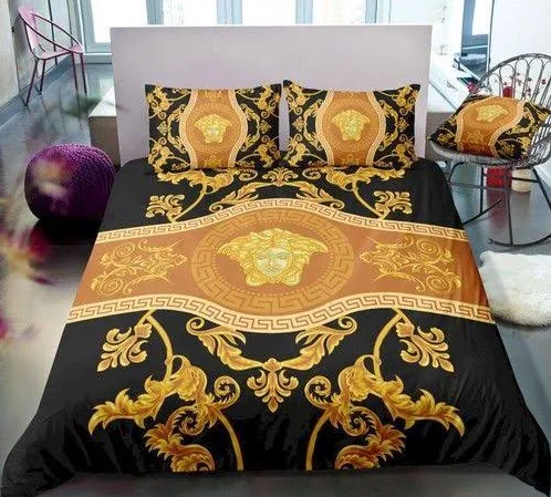Versace royal golden logo most comfortable bedding set