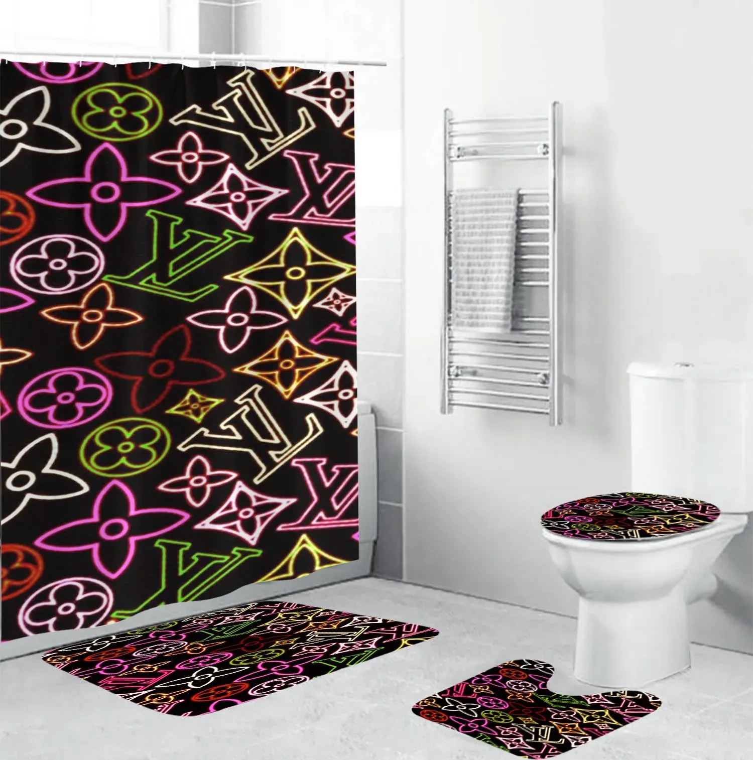 
                louis vuitton colorful fashion logo limited luxury brand bathroom set home decor
            