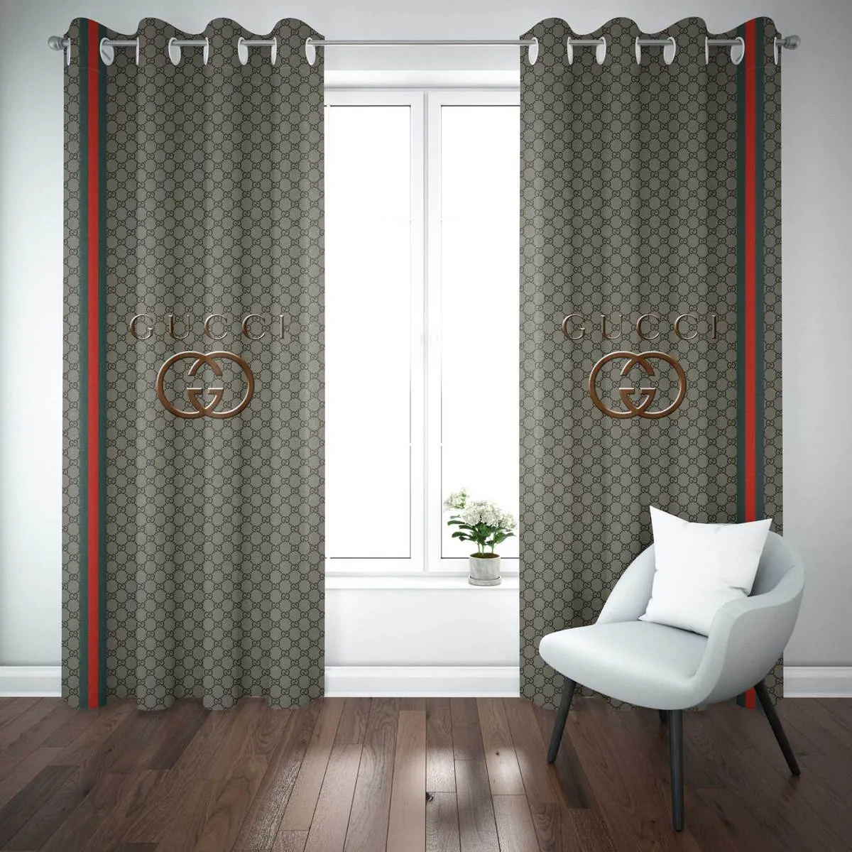 
                gucci khaki luxury fashion premium window curtain home decor
            
