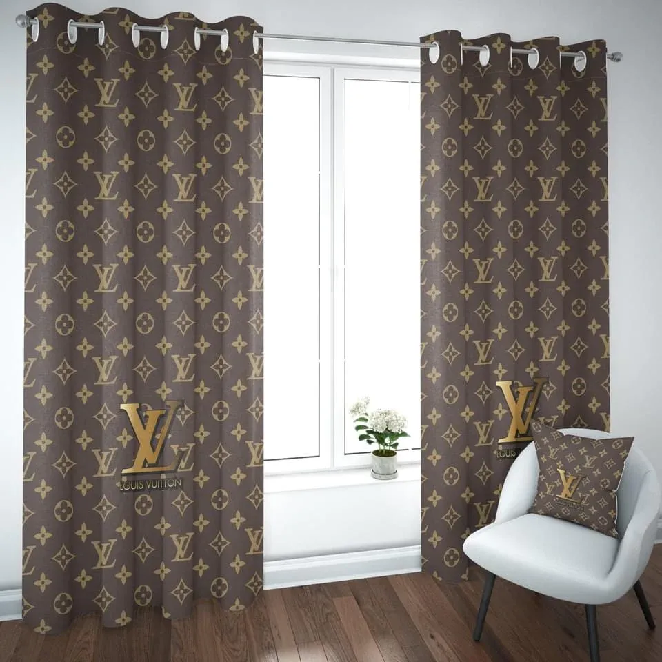 
                louis vuitton brown window curtain luxury curtain for child bedroom living room home decoration
            