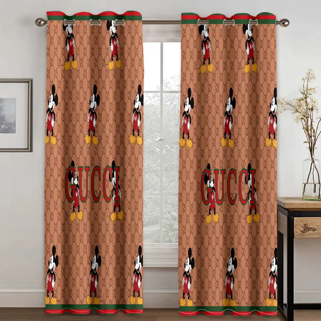 
                gucci mickey orange window curtain luxury curtain for child bedroom living room home decoration
            