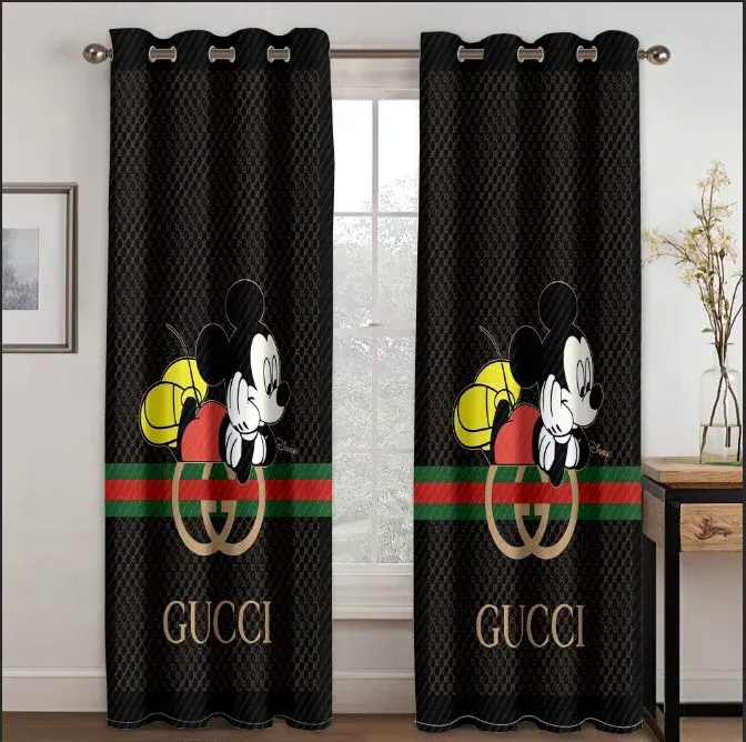 
                gucci mickey black window curtain luxury curtain for child bedroom living room home decoration
            