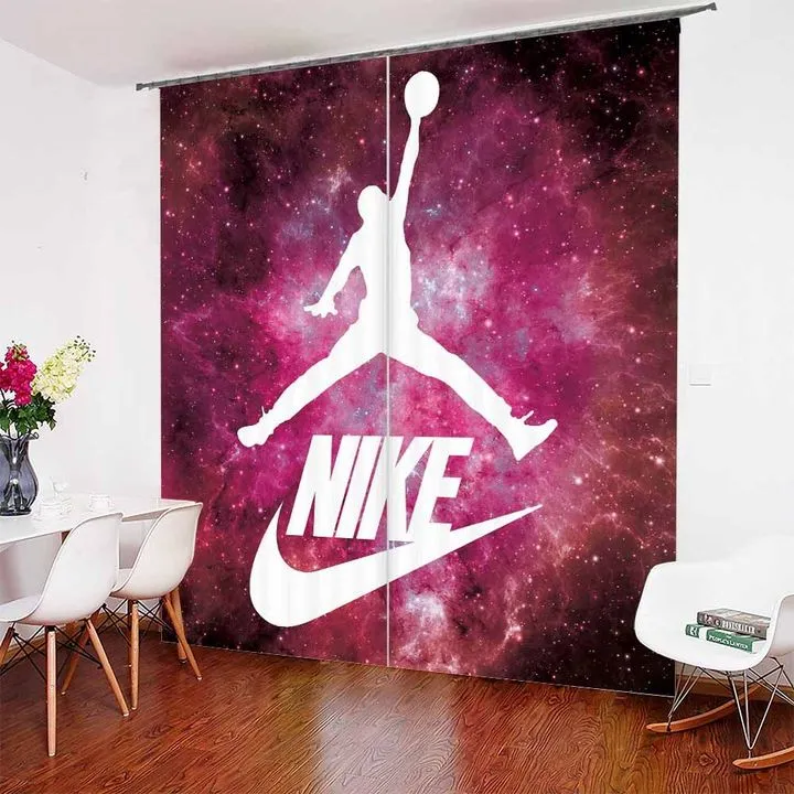 
                nike white air jordan logo on galaxy background window curtain waterproof
            
