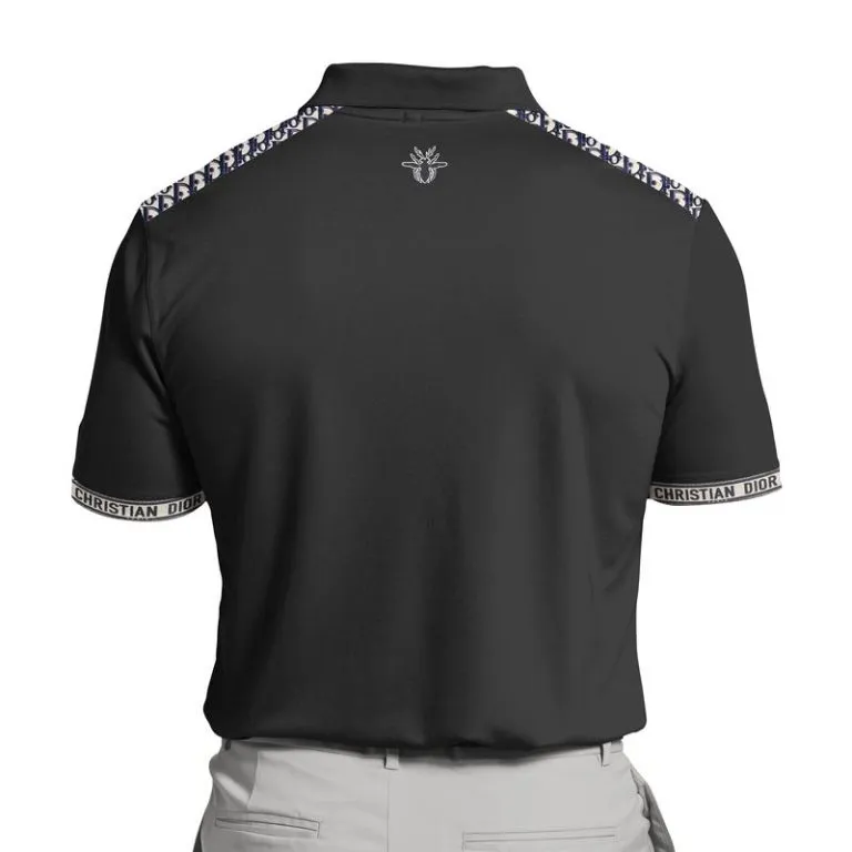 Dior Black Polo Shirt Luxury Brand Premium Clothing Golf Tennis Outfit