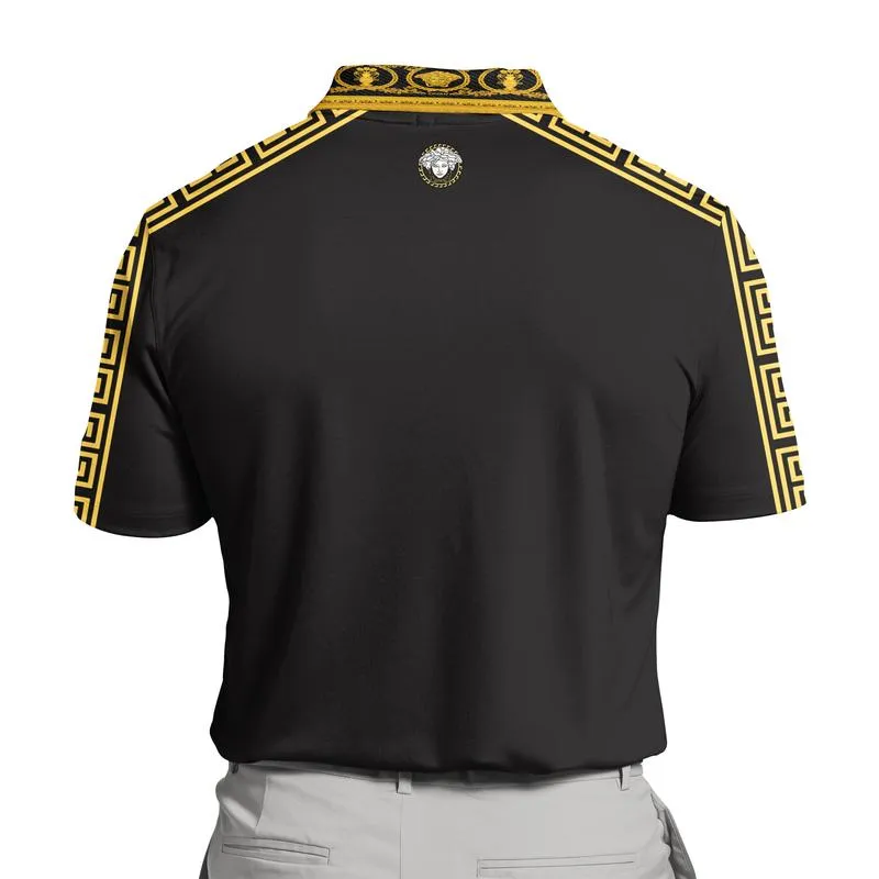Gianni Versace Medusa Black Polo Shirt Luxury Brand Premium Clothing Golf Tennis Outfit